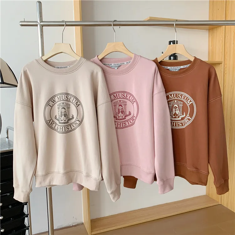 

Женская Осенняя свободная толстовка с надписью, розового цвета