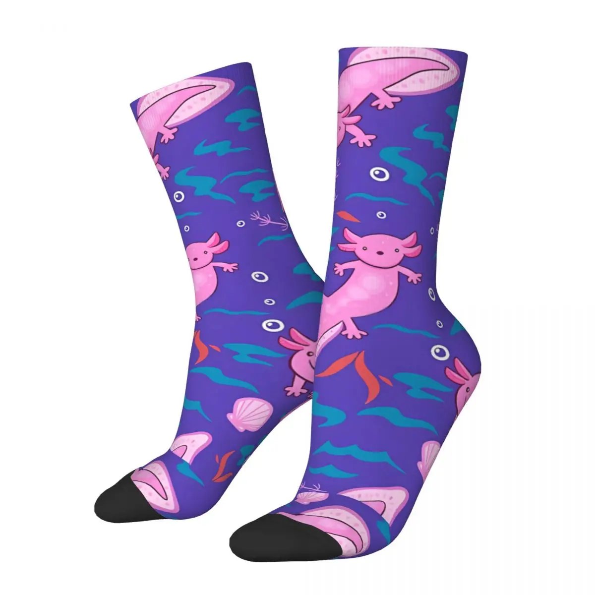 

Забавные мужские носки, милые ретро носки Axolotl с изображением животных в уличном стиле, сумасшедшие круглые носки с принтом в подарок
