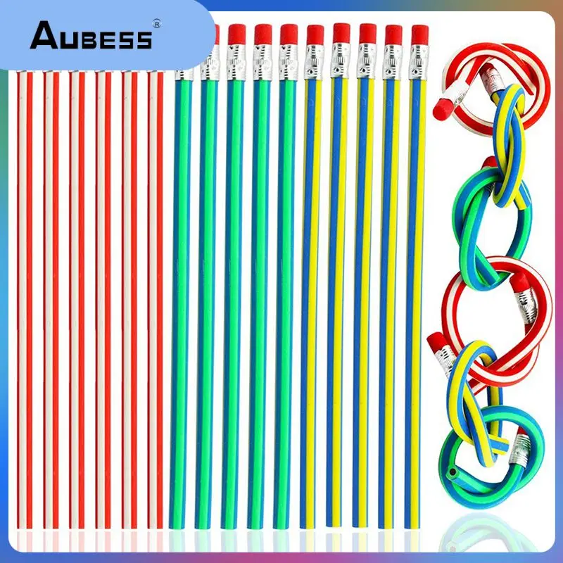 

Colorful Writing Drawing Pens Novelty Bendable Pencils Bendy Soft Pencil Creative New With Eraser Stationery Cute Flexible