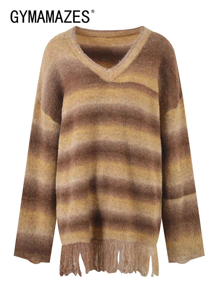 

Женский вязаный свитер с длинным рукавом и V-образным вырезом