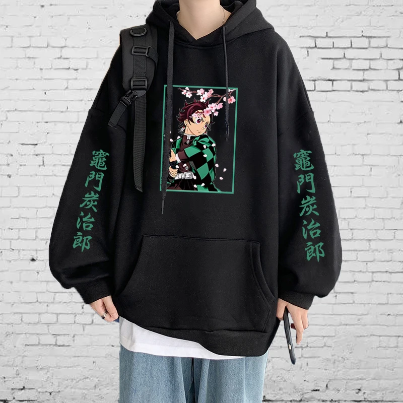 

Demon Slayer Hoodie Kamado Tanjirou Anime Hoodies Oversized Graphic Front Pocket Pullovers Outdoor Sweatshirt Streetwear Clothes