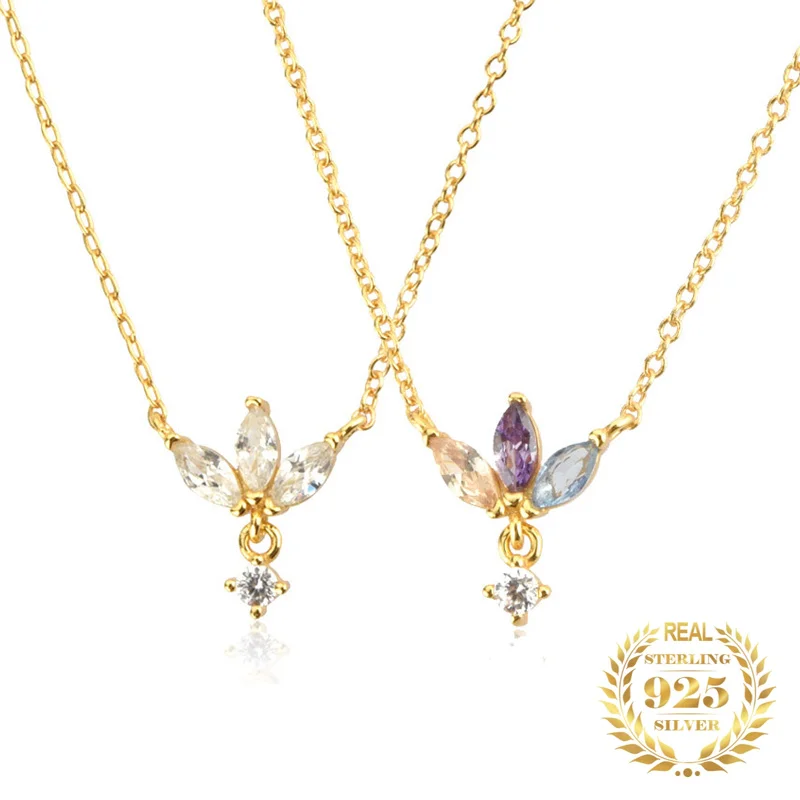 

Pure Three Stone Zircon Horse Eye Crown Pendant Necklace Women Classic Ins Long Chain Sterling Silver 925 Necklace Fine Jewelry