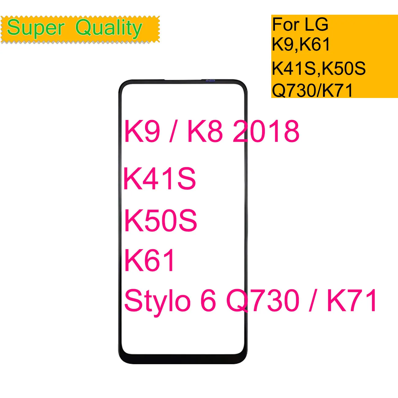 Сменная панель сенсорного экрана для LG K9 K41S K50S K61, передняя внешняя стеклянная линза для LG Stylo 6 Q730 K71, ЖК-стекло с клеем OCA