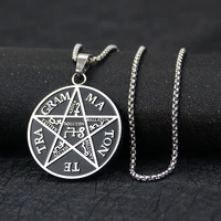 stainless steel witchcraft pentagram necklace tetragrammaton pendants blessed amulet viking star charms statement jewelry gifts
