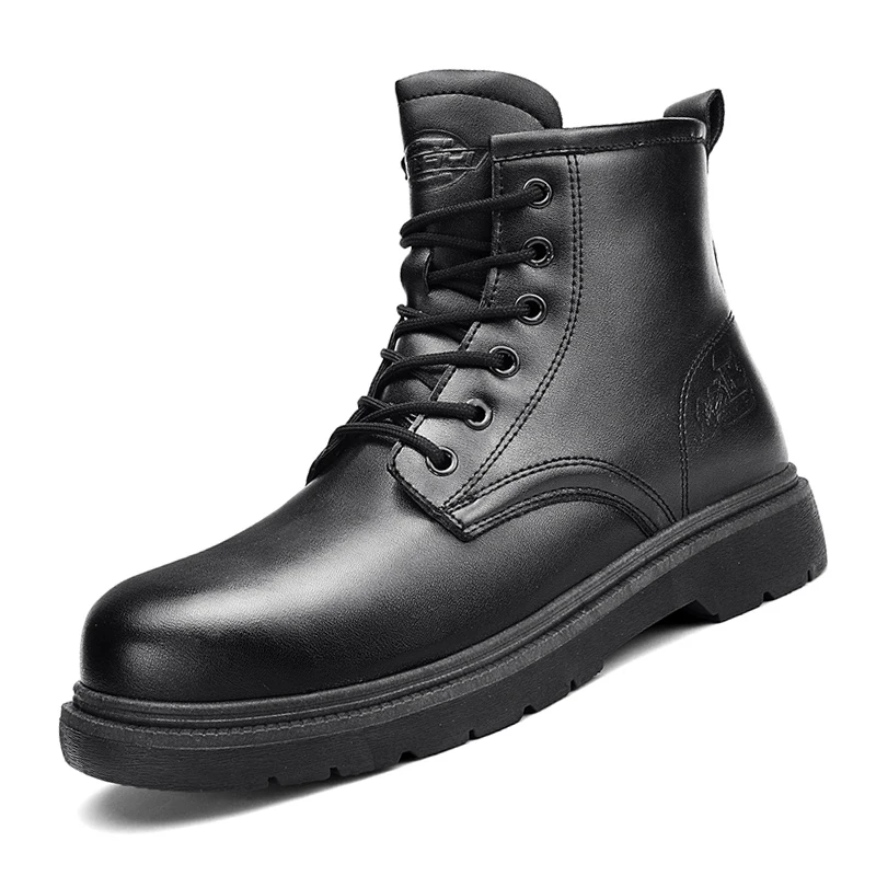 Men Military Combat Boots Steel Toe Leather Black Tactical Army Boots Men's
