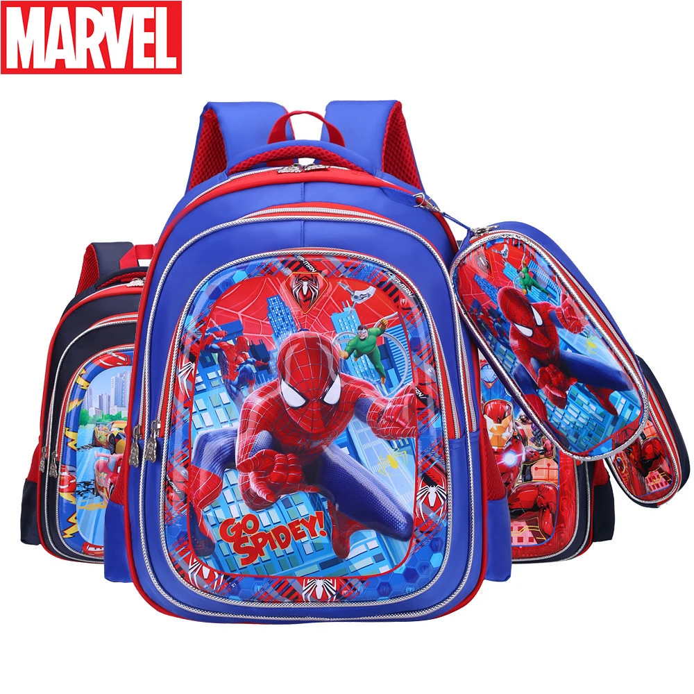 Детские Модные школьные ранцы Marvel с героями мультфильмов для мальчиков милые рюкзаки с принтом Человека-паука детская дышащая сумка высоко...