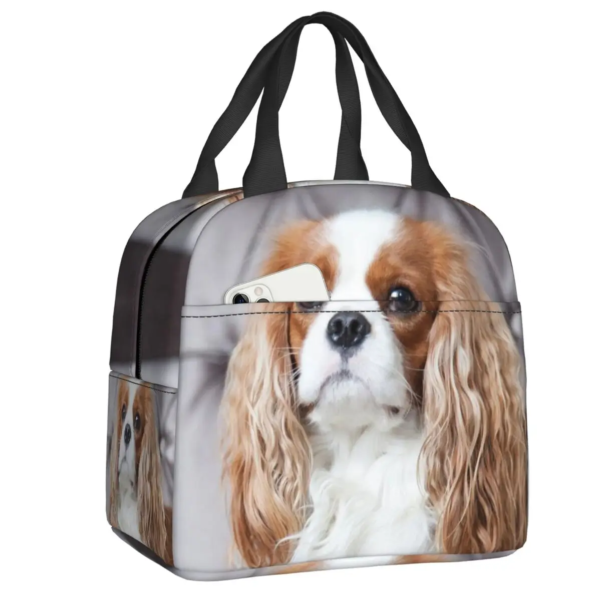 

Custom Cavalier King Charles Spaniel Lunch Bag Women Cooler Thermal Insulated Lunch Box for Kids School Children