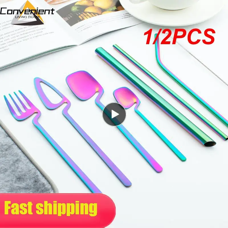 1/2PCS Reusable Stainless Steel Modern Durable Camp Utensils