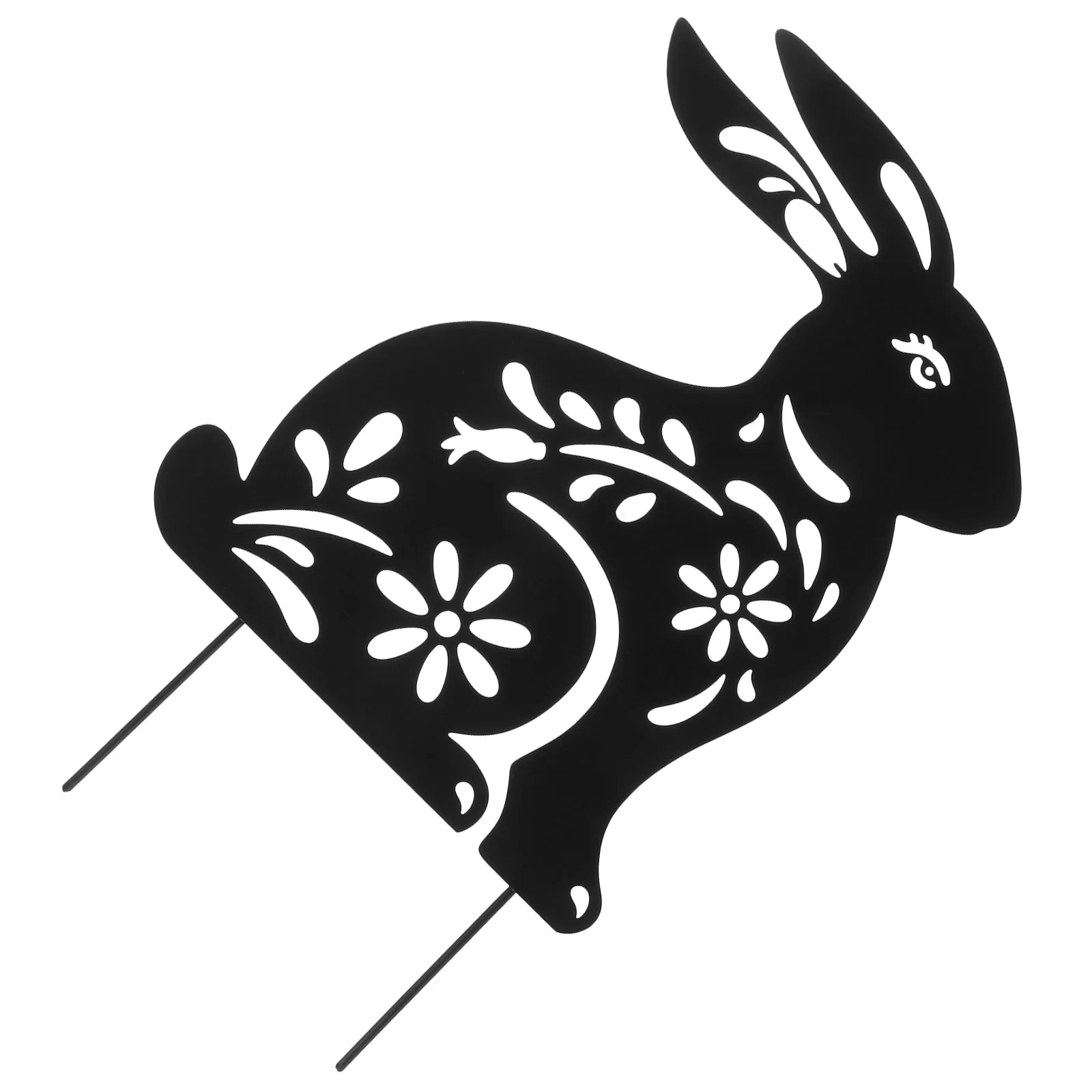 

Rabbit Ground Plug Garden Stake Outdoor Decor Signs Hollow Gardening Adornment Decorations Iron Lawn Bunny Metal