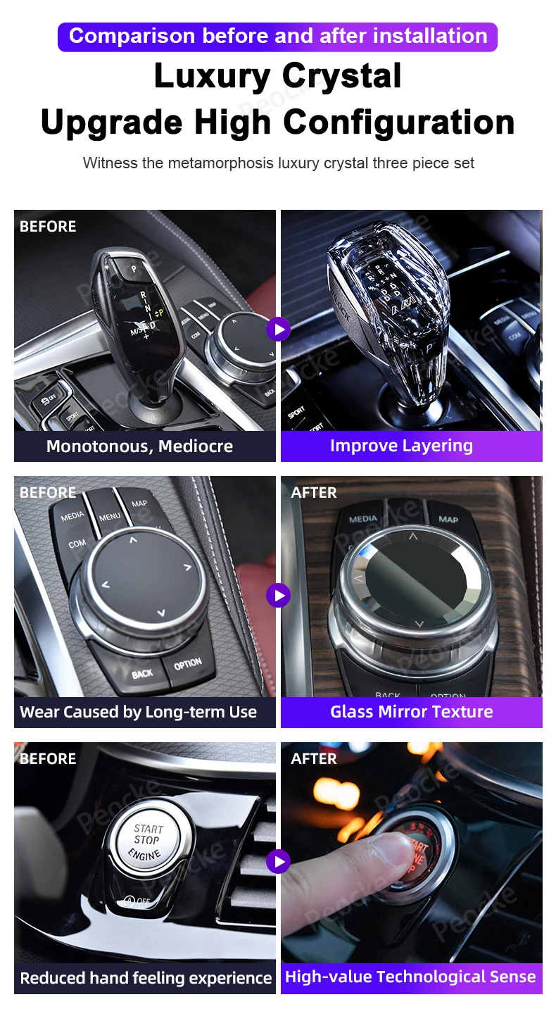 Хрустальная ручка переключения передач с коротким стержнем для BMW F20 F10 F18 G32 G12 G30