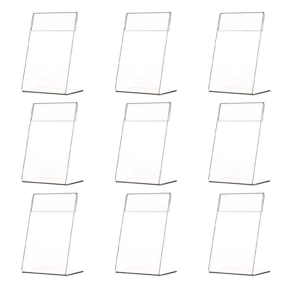 

9Pcs Acrylic Display Racks Multi-purpose L-shape Sign Holders Photo Menu Racks