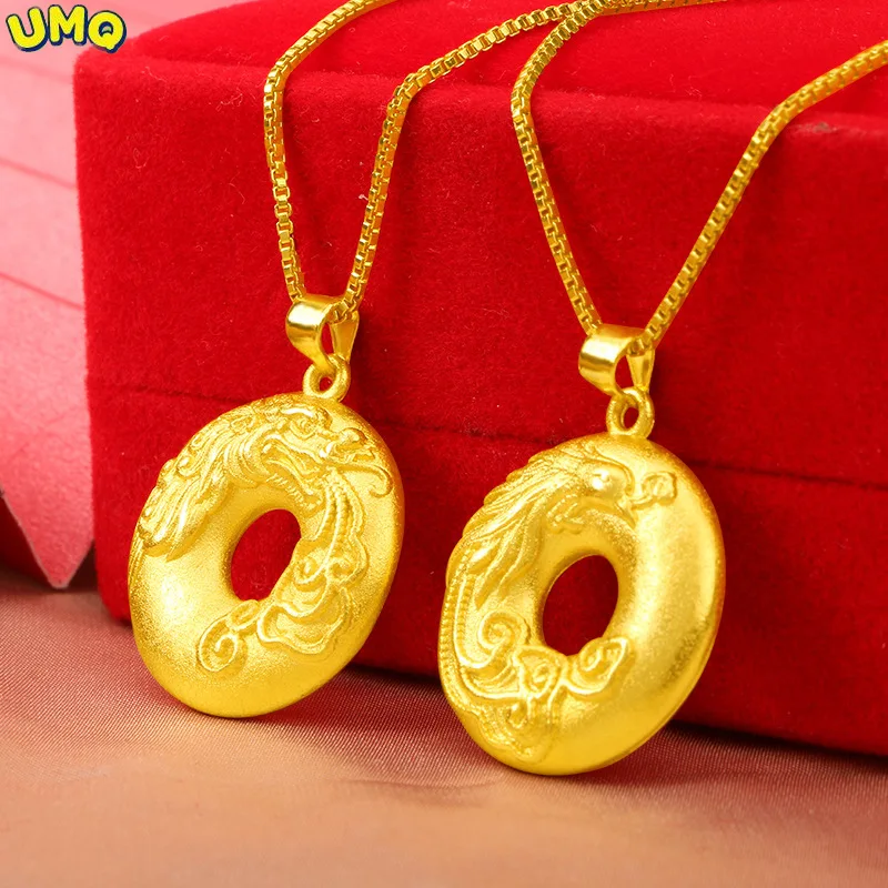 

Ожерелье с круглым кулоном для влюбленных, 24 К золота, 2 шт.