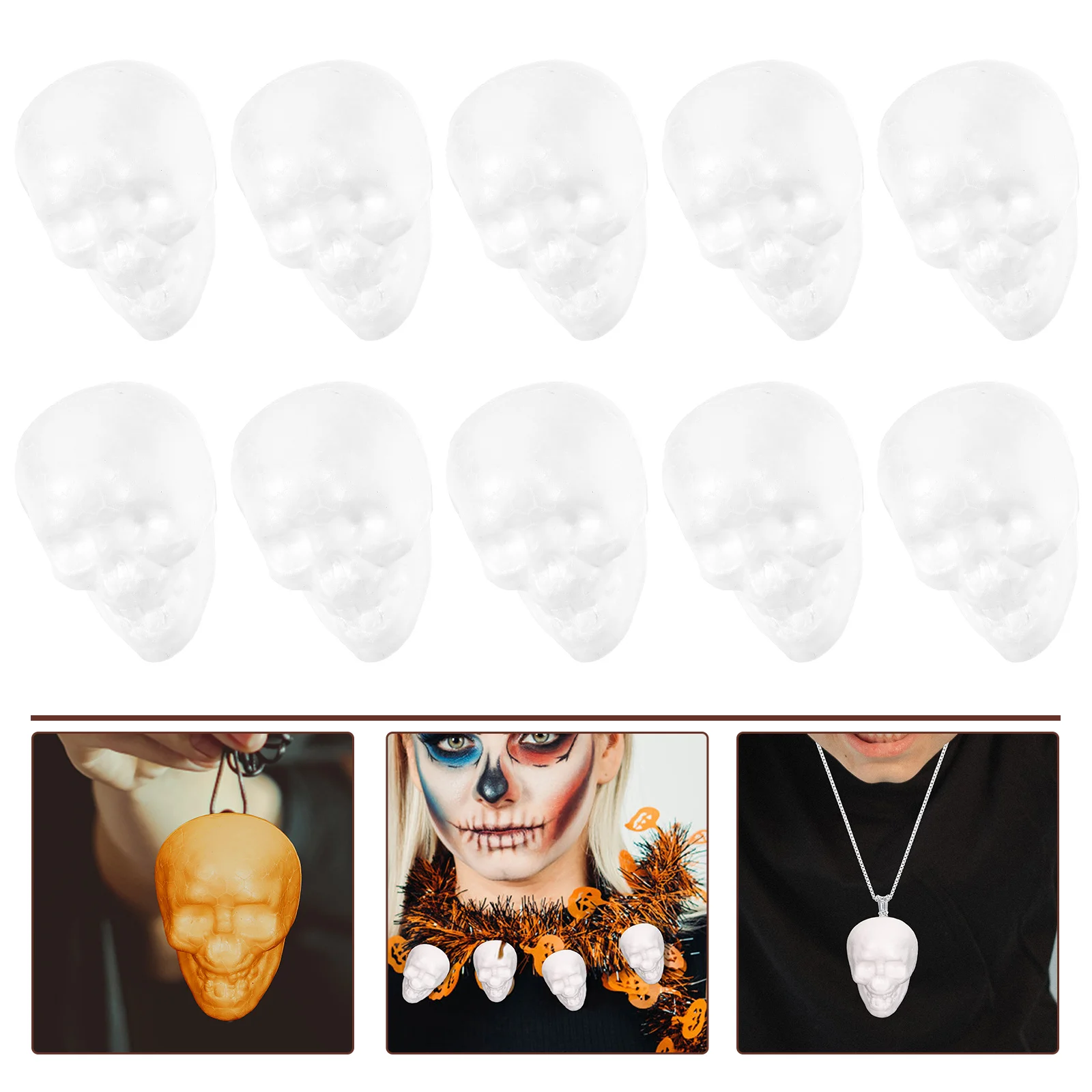 

Halloween Party Layout Decor Hanging Skulls Foams Heads Decoration Unfinished Decorative Props Pendants Decorations