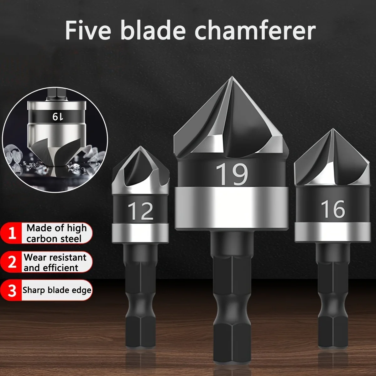 Набор сверл для металла дерева пластика 3 шт. 5 канавков 90 градусов