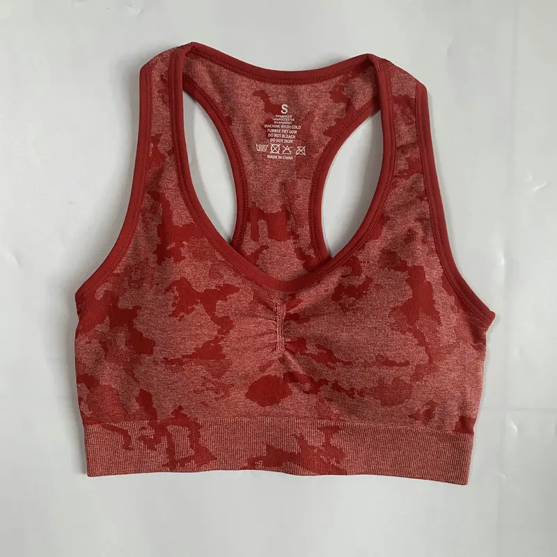 Бесшовный Камуфляжный бюстгальтер для йоги с широкими полосками - купить по