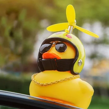 Cute Rubber Duck Kids Toys Wind-breaking Helmet Yellow Duck Baby Shower Bath Toys Toddler Gifts Car Decoration Cycling Decor 1