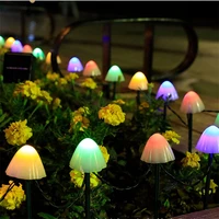 solar mushroom string lights 8 modes led fairy light outdoor ip65 waterproof lawn lamp christmas wedding garden patio decoration