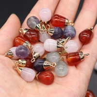 1pcs rose quartz amethyst agate natural stone round waterdrop pendant makingdiy necklace earring jewelry gift party decor10x14mm