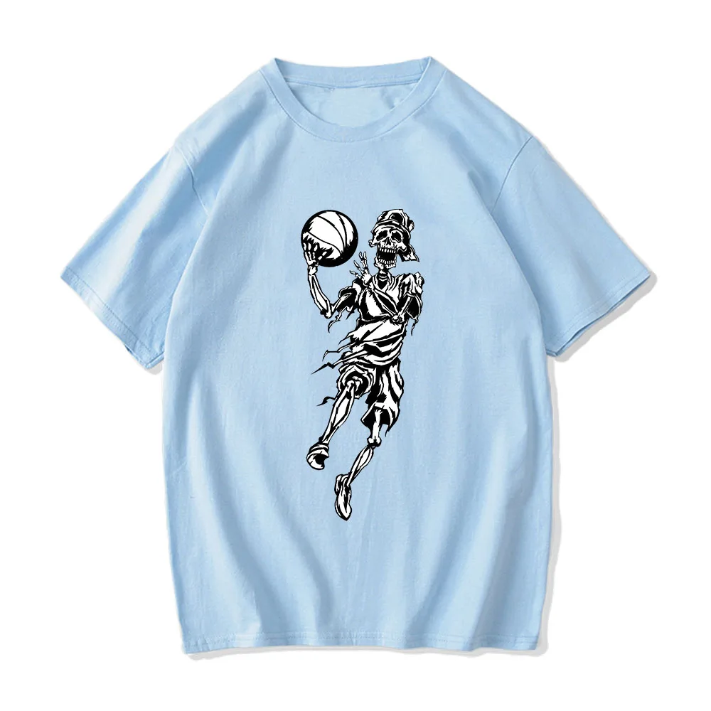 

Skeleton Basketball Tshirts 100% Cotton High Quality T-shirts Men/women Simple Painting T Shirts Spring and Summer Anime Graphic