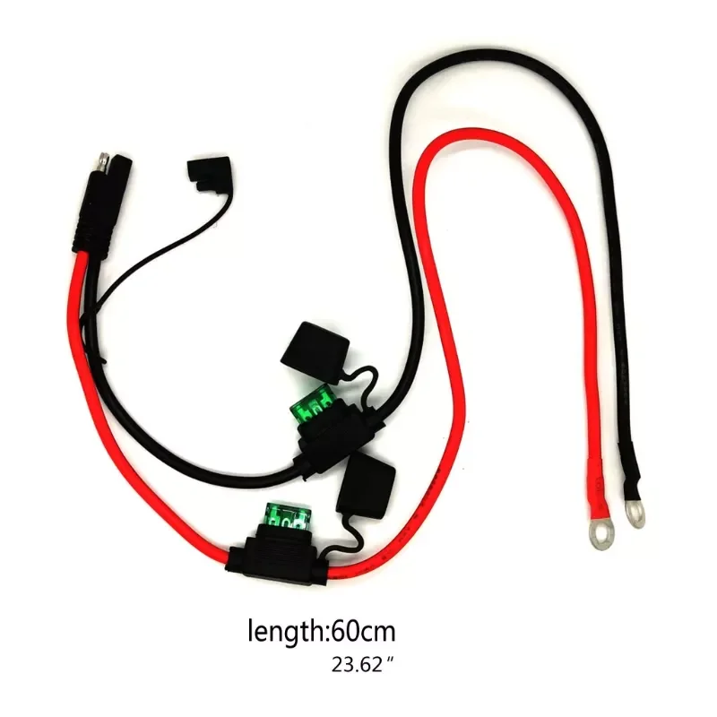 

Motorcycle SAE to O Ring Terminal Harness with 30A Protection Fuse 2-Pin Quick Disconnect Plug 10AWG 60CM SAE Battery Cable