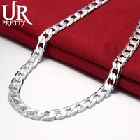 urpretty 925 sterling silver necklace for mens 1618202224 inches classic 8mm chain luxury jewelry wedding christmas gift