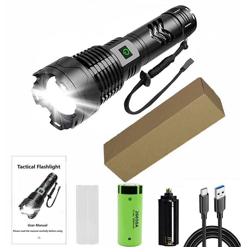 

Rechargeable Flashlight 180,000 High Lumens, Powerful Waterproof 5-Mode Zoomable Handheld Flashlight