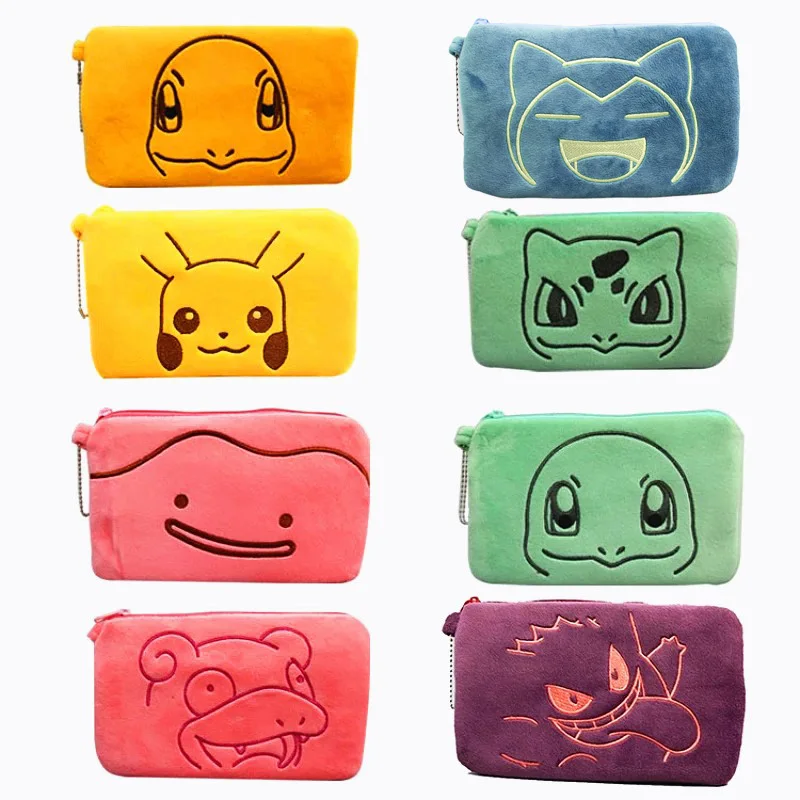 

Pokemon Plush Wallet Cartoon Pikachu Model Zipper Coin Purse Storage Bag Charmander Anime Stuffed Plush Kids Bag Birthday Gift