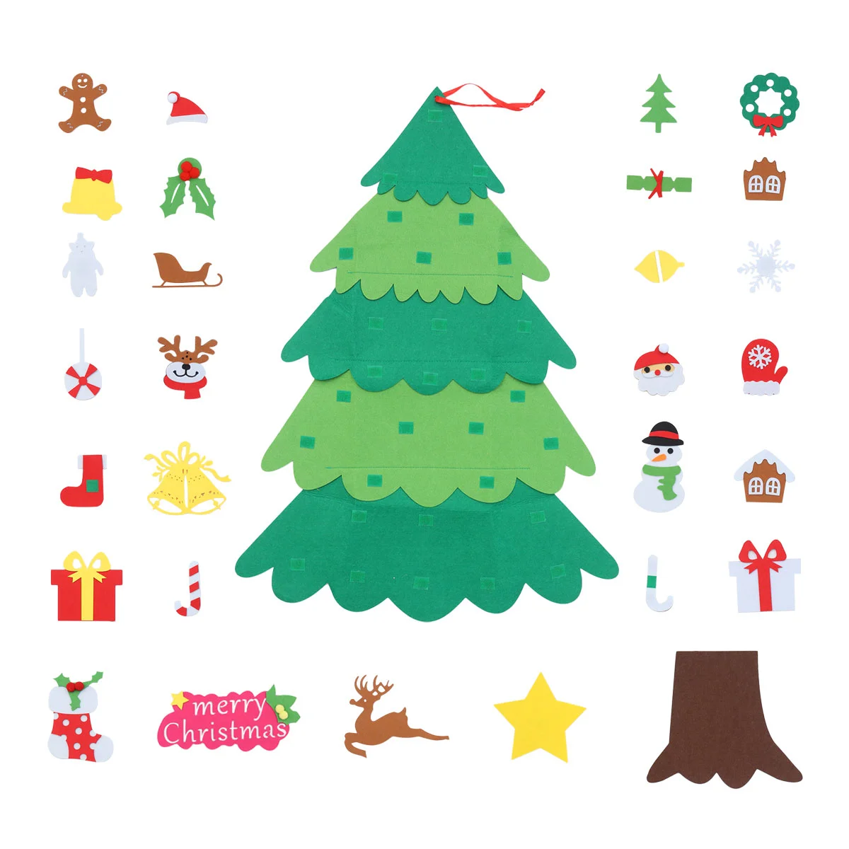 

1PC DIY Christmas Tree Ornaments DIY Five-layer Patchwork Felt Christmas Tree DIY Manual Decorative Christmas Tree Children