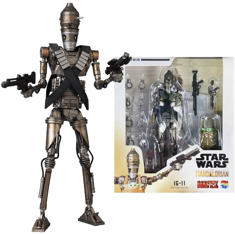 

In Stock 100% Original Medicom Toy Mafex 158 STAR WARS The Mandalorian IG-11 Anime Figure Model Collecile Action Toys Gifts