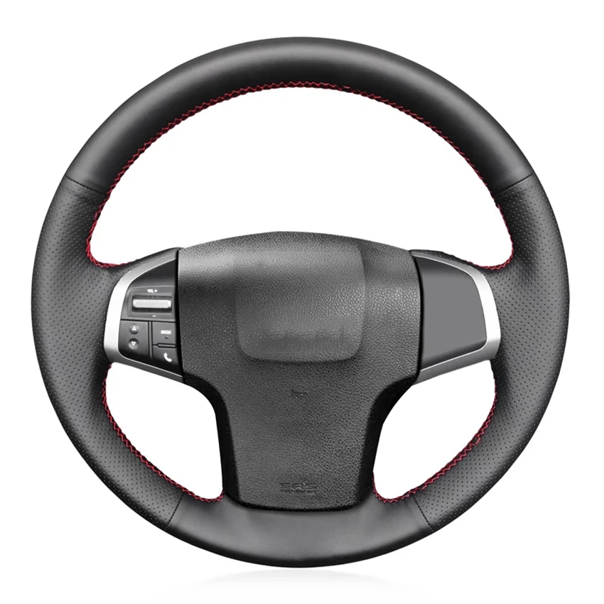 

Black PU Faux Leather Hand-stitched Car Steering Wheel Cover for Isuzu D-MAX 2013-2018 mu-X 2013-2018 Holden Colorado 2012-2019