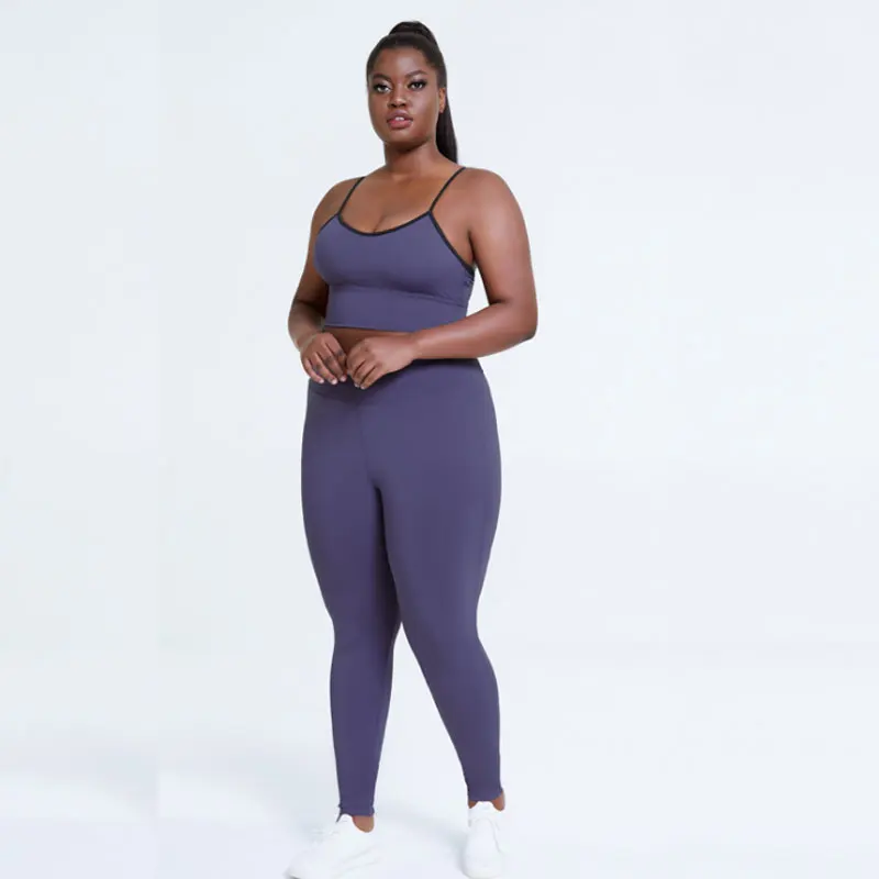 

Yoga Fitness Set Women Plus Large Size 2 Pieces Sexy Bra and Leggings 3XL 4XL XXXXL Suits Solid Color Gym Sports Bras