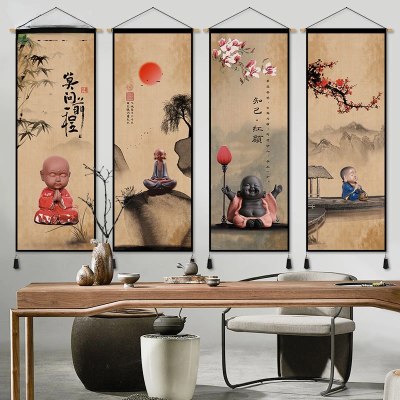 

Chinese Style Scroll Wall Paintings Wall Art Hanging Decoration Posters Living Room Bedroom Decor Tapestry