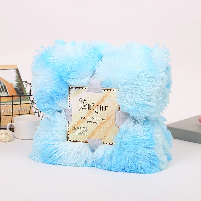 Мягкое мохнатое плюшевое одеяло модное пушистое покрывало для кровати