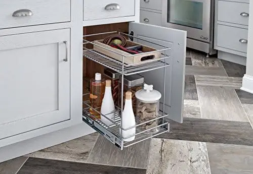 

steel 32105 Premium Wide 3-Tier Compact Kitchen Cabinet Pull-Out Basket,12 liters 8.75-Inch