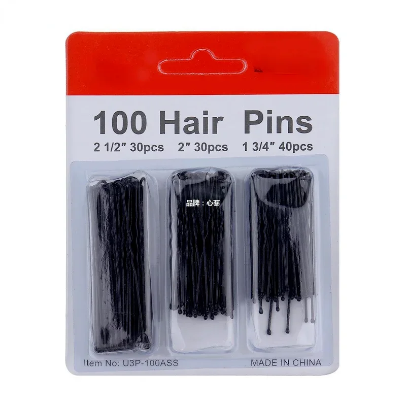 

100 шт. черные волнистые U-образные заколки для волос, салонные металлические заколки для волос, женские U-образные заколки для волос «сделай сам», заколки-невидимки для укладки волос