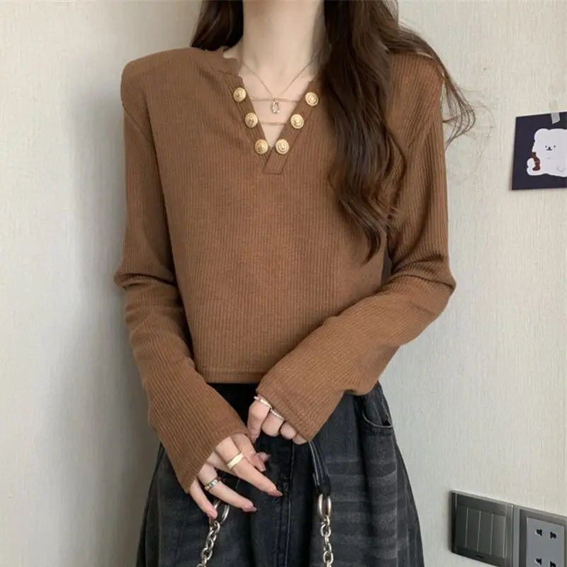 Рубашка с машинным дном для женщин футболка на плечо в новом стиле весну и осень