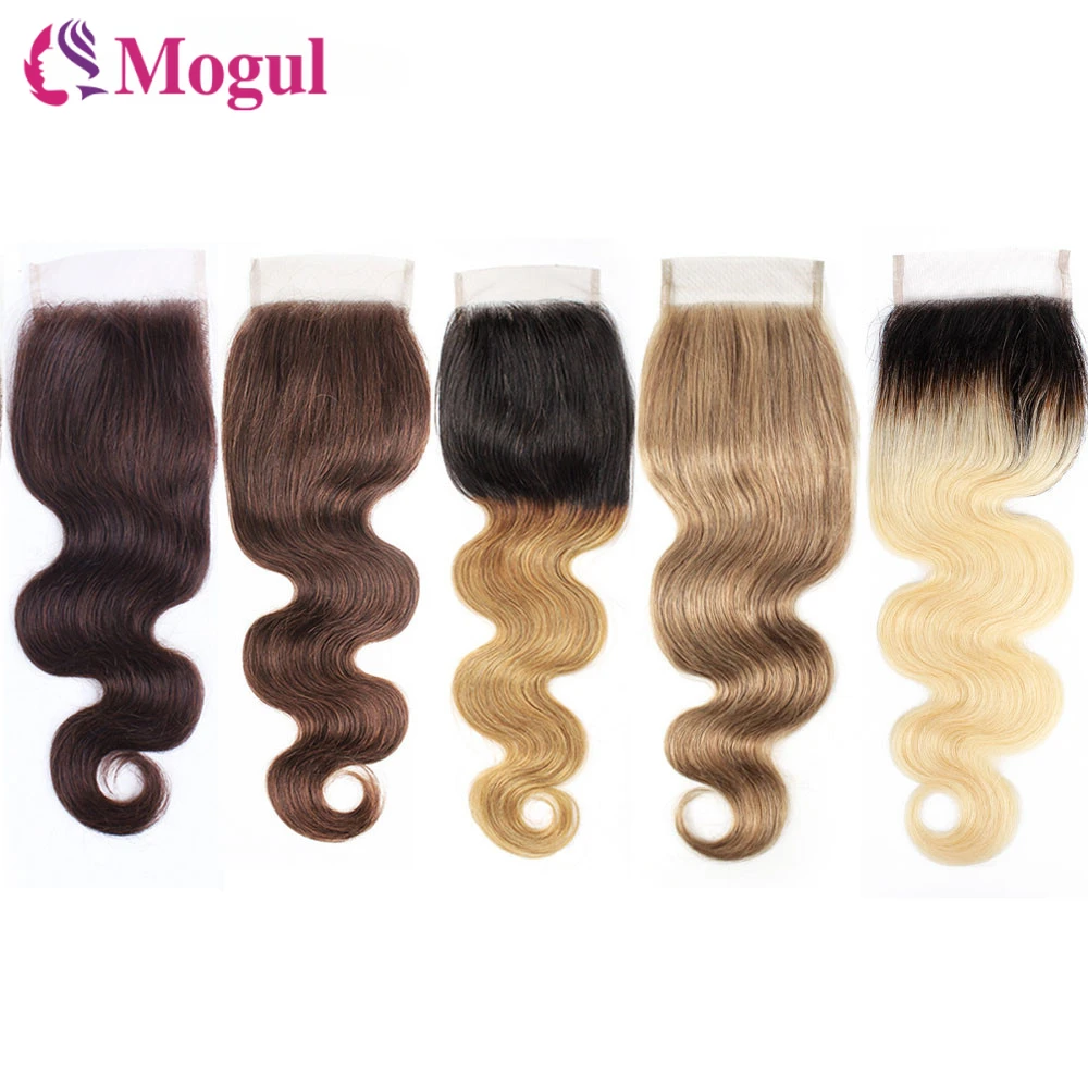 8 Ash Blonde Dark Brown Remy Human Hair Closure Indian Body Wave Hand Tied 4*4 Lace Closure Free Middle Part