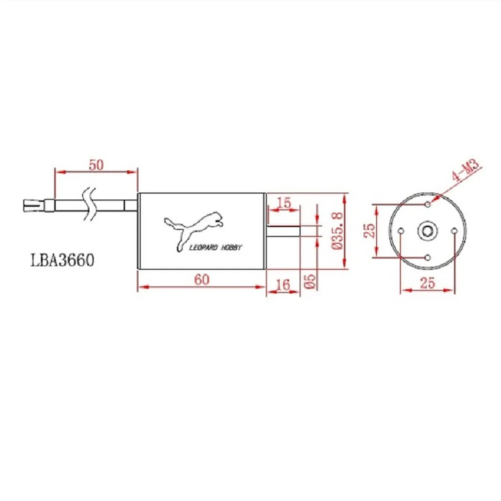 Leopard хобби LBA3660/10T 2450KV 2-полюсный бесщеточный двигатель Inrunner для радиоуправляемых