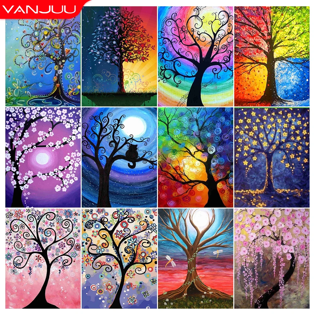 

5D Diamond Painting Art Tree Full Drill Diamond Mosaic Scenery Cross Stitch Kits DIY Rhinestones Home Wall Decor Gift