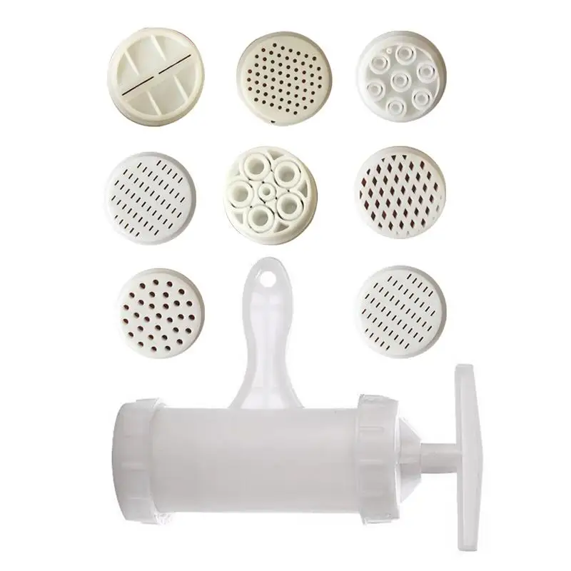 

Household Noodle Maker Plastic Noodle Pressing Machine E-Shaped Hand-Operated Pasta Maker With 7 Pressing Moulds Noodle Tool