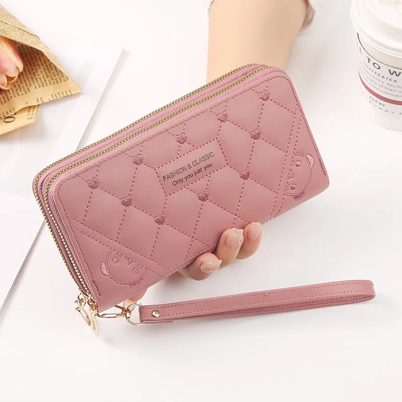

Women Long Wallet Pu Leather Card Holder Large Capacity Zipper Coin Purse Multi Card Organizer Cell Phone Wristlet Money Bags