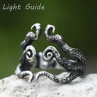 2022 new mens 316l stainless steel rings punk rock fashion squid ring for teens animal jewelry gift free shipping