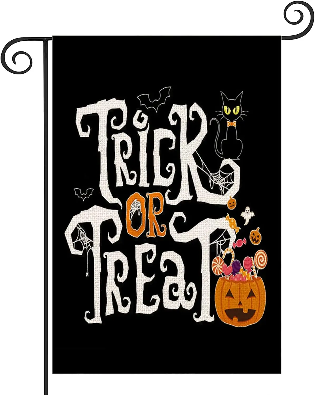 Кошелек или жизнь Хэллоуин Садовый флаг Черный кот Джек О Фонарь Тыква Летучая
