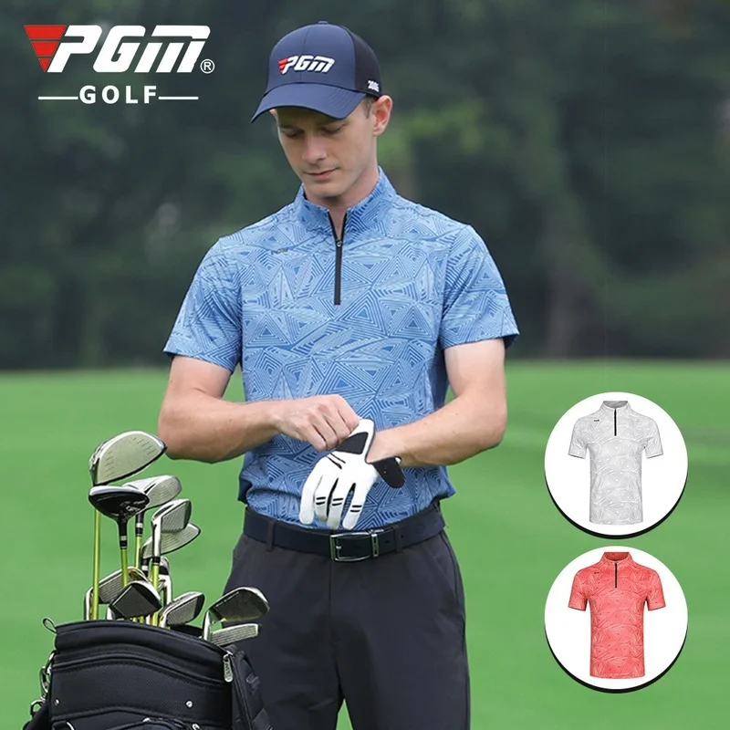 

PGM Golf T-shirt Men's Shirts Summer Short Sleeve Tops Male Breathable Elastic Uniforms Golf Clothing Size M-XXL YF394
