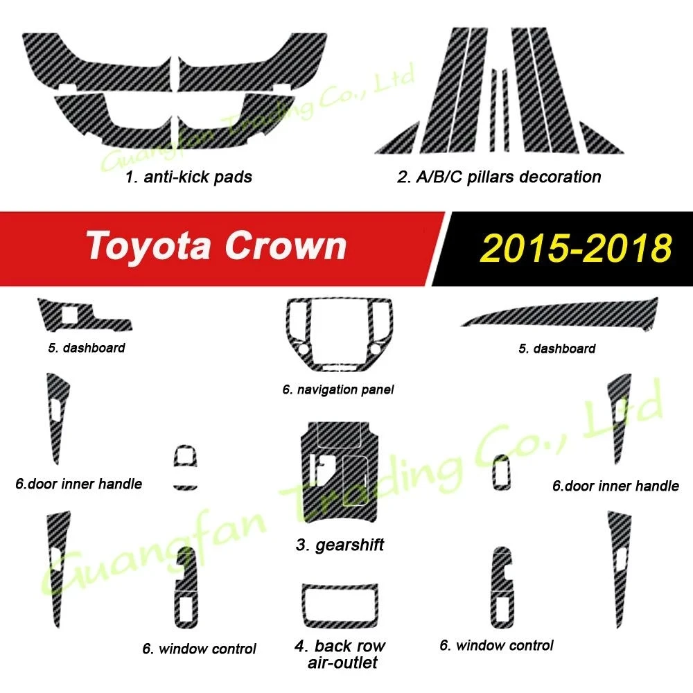 

Для Toyota Crown Year 2015 2018 3D/5D внутренняя отделка автомобиля из углеродного волокна наклейка для интерьера декоративные аксессуары |