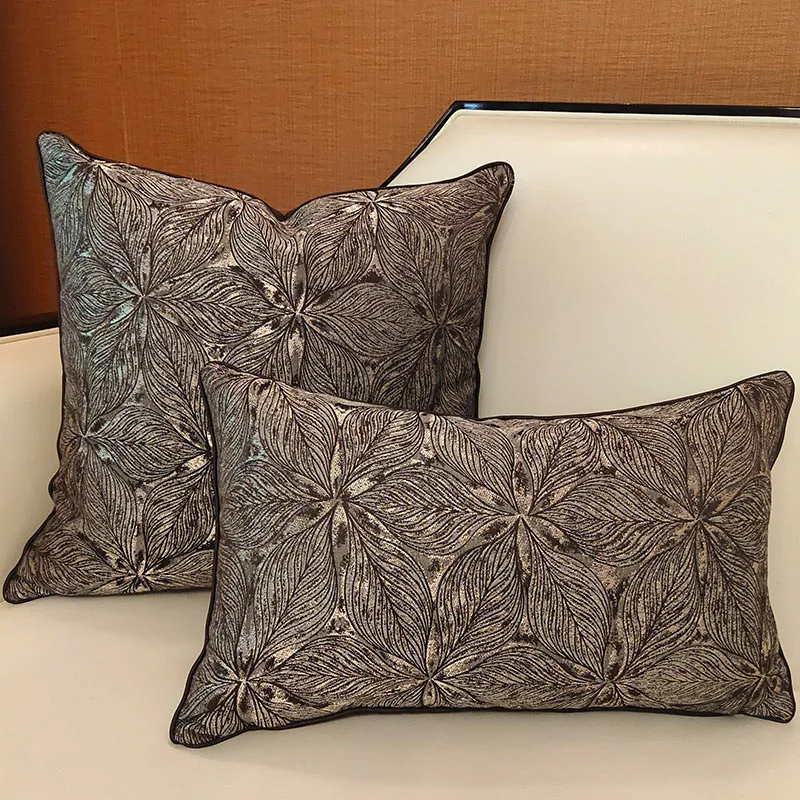 

DUNXDECO Sofa Cozy Cushion Cover Decorative Pillow Case Simple Black Modern Flora Jacquard Art Room Sofa Chair Bedding Coussin