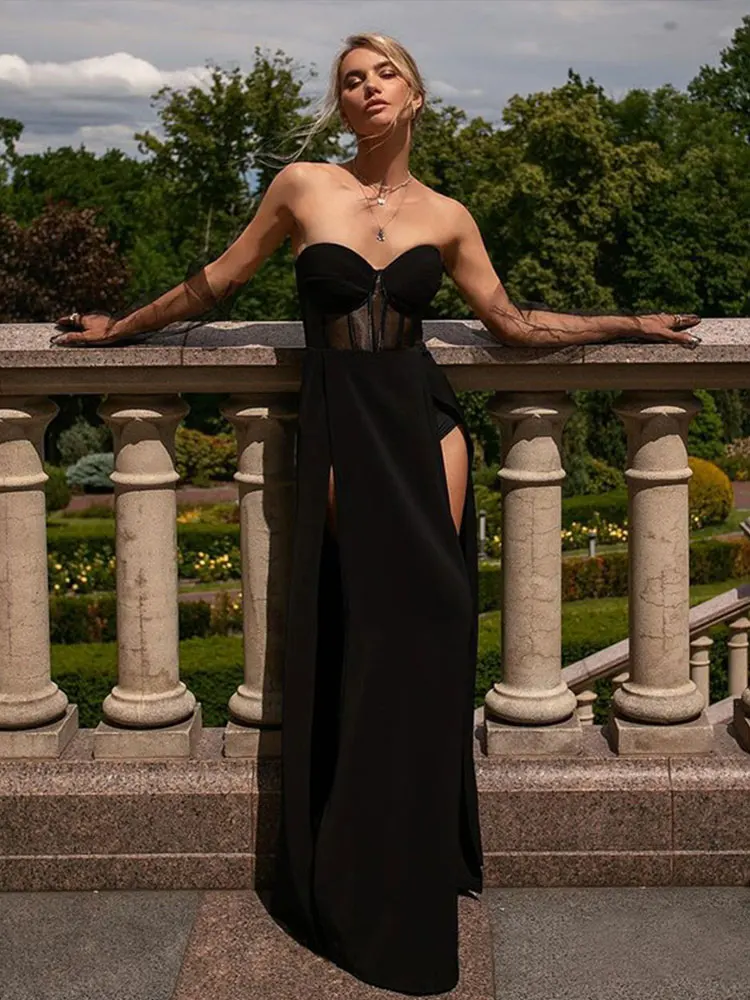 Фото Элегантные платья для женщин сексуальный топ-труба Летнее Длинное Платье