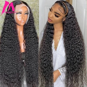 360 Lace Frontal Wig Brazilian Deep Wave 13x4 Lace Front Wig Hd Transparent Curly Full Lace Wig Huma in Pakistan