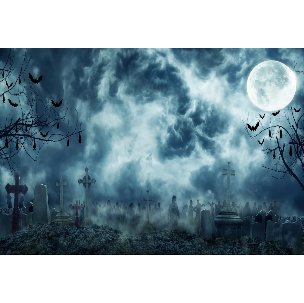Хэллоуин фото фон Тыква фонарь страшная ночь полная луна семейвечерние портрет