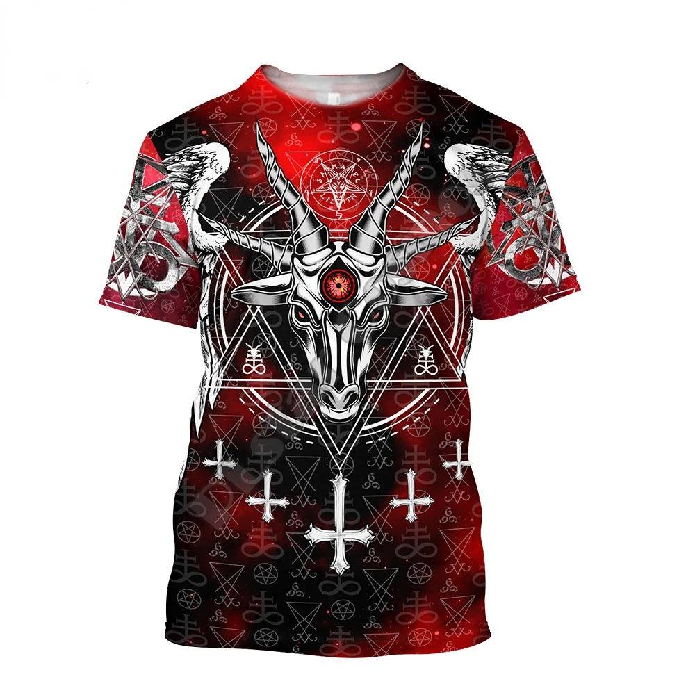 

2023 Summer New Satan Devil T Shirts Men 3D Full Print Short Sleeve Tees Fashion Harajuku Unisex Short Sleeve Round Neck Tops